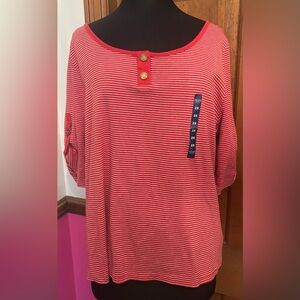 Chaps Red Striped Women's Top  2X